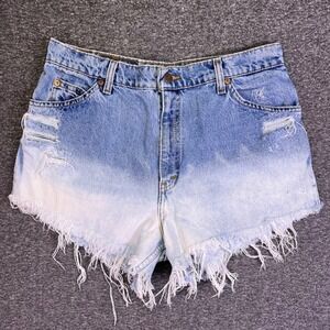 VTG Levis Denim Shorts Women L Orange Tab Ombre Retro Cut Off High Rise Festival